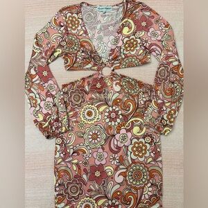 Almost Famous Floral Blouse with Pink and Orange Tones
